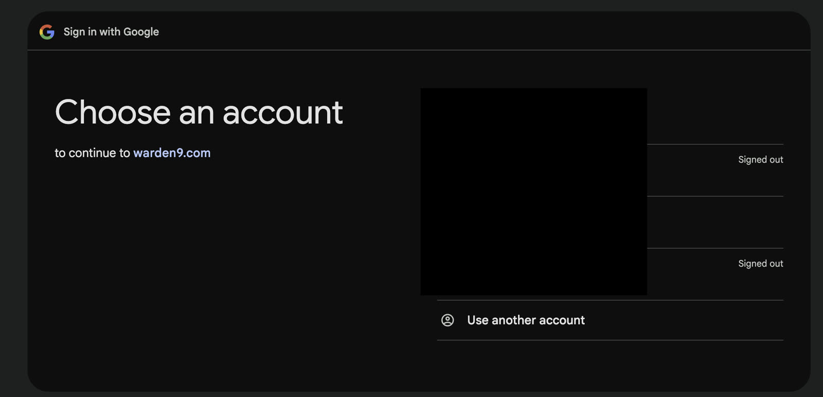 Google's "Choose an account" screen